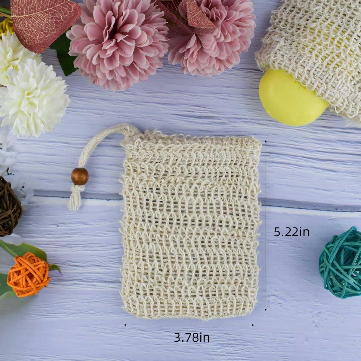 5 Pack Soap Saver Bag Exfoliating Soap Saver Pouch Shower Soap Bag Mesh Bar Natural Sisal Exfoliating Soap Pouch for Bath and Shower Soap Bags with Drawstring Plastic-free Foaming and Drying Soap Bag