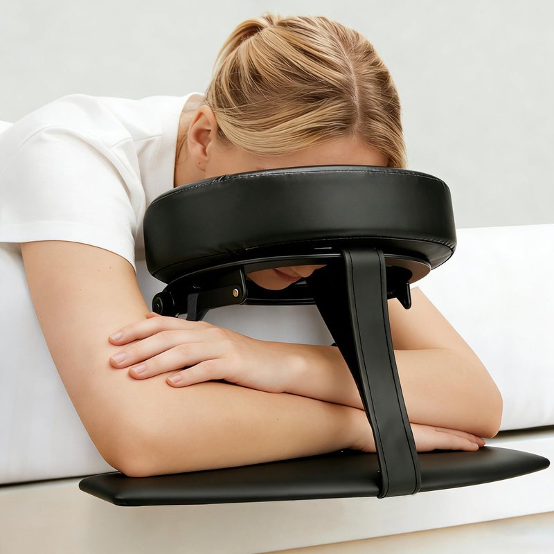 AquaLume Massage Headrest for Bed, Adjustable Bed Massage Head Holder with Memory Foam Face Cradle, Home Mattress Top Massage Kit for Eye Surgery Recovery & Comfortable Relaxation(with Arm Rest)