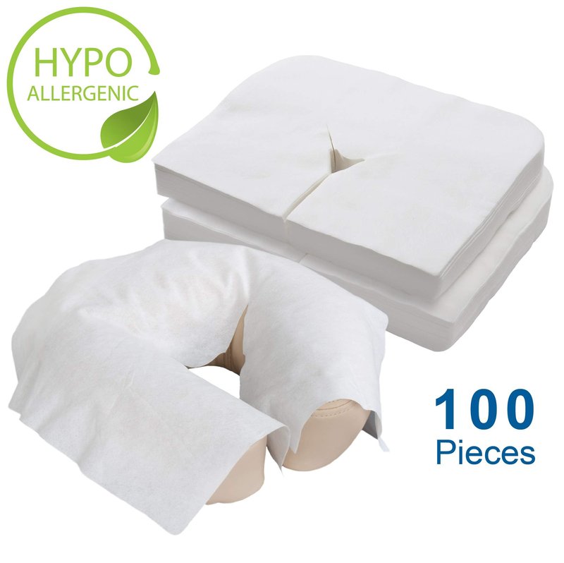 EarthLite Disposable Face Cradle and Headrest Covers, 100-Pack, Medical-Grade, Ultra Soft, Luxurious, Non-Sticking for Massage Tables & Chairs, White