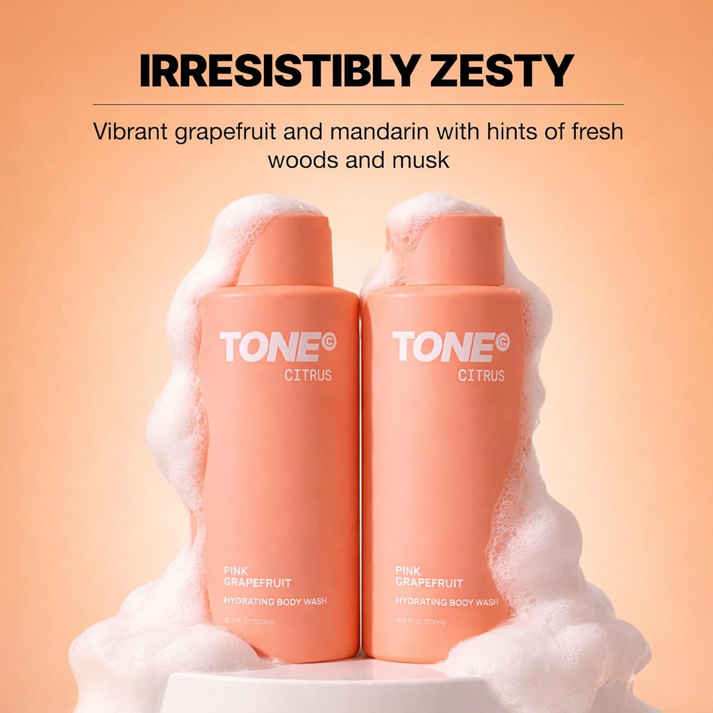 TONE Hydrating Body Wash - Citrus & Coconut Cleanser for All Skin Types | 16.9 fl oz, 2 Pack