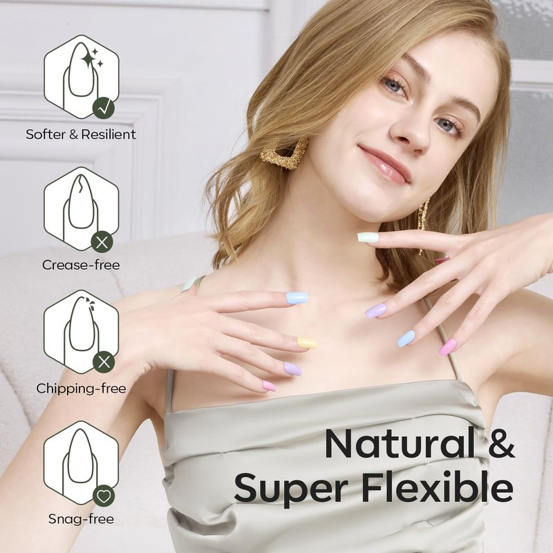 Modelones Long Stiletto Nail Tips - Pre-shaped Soft Gel Full Cover Fake Nails | 216PCS, 12 Sizes