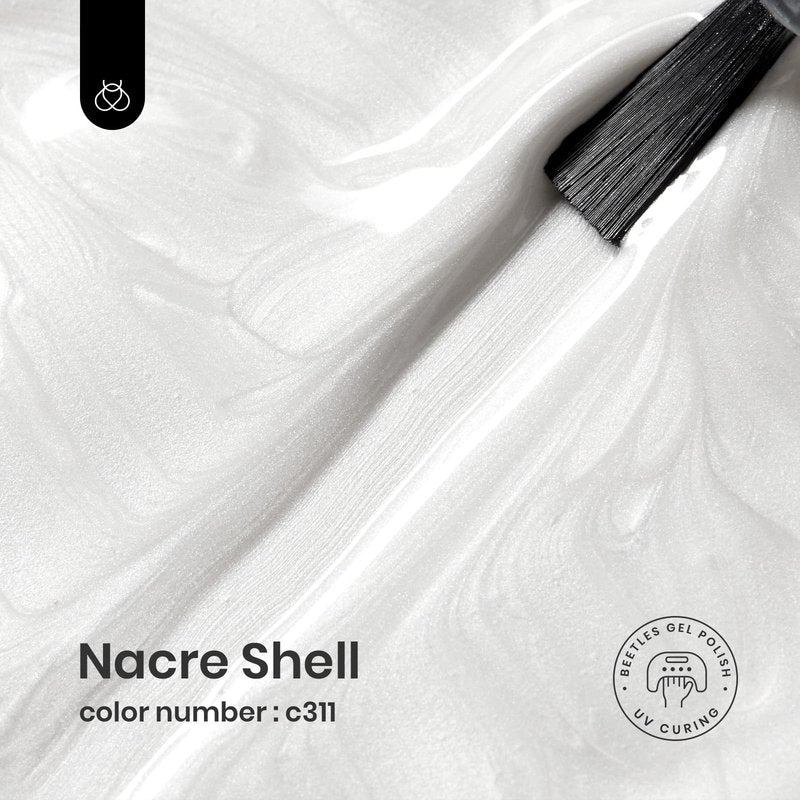 Beetles Pearl White Gel Nail Polish - 15ml Pearl Shimmer White Mermaid Pearlescent Shell Nail Gel Polish Soak Off Uv Led Curing Requires Manicure Salon DIY Home Gifts for Women