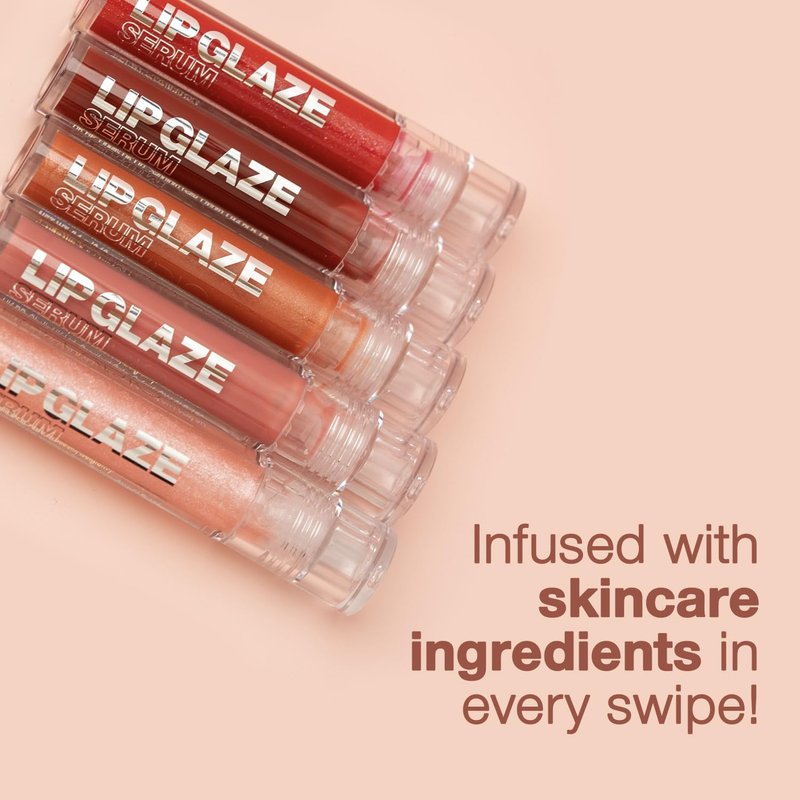 Palladio Lip Glaze Serum - Hydrating Lip Gloss with Peptides & Hyaluronic Acid for Plump, Smooth Lips | Vegan, High-Shine (Blush Brulee)
