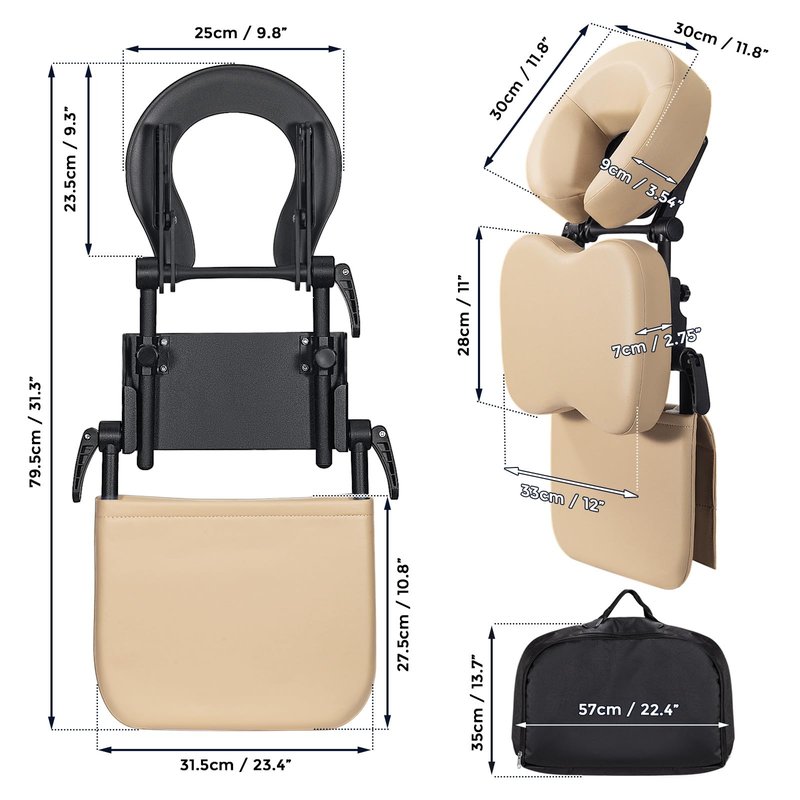 Luxurious 3 in 1 Multipurpose Massage Face Cradle & Cushion for Home Mattress, SPA Table & Desktop, Foldable Adjustable Massage Table Head Rest Face Down Pillow for Bed at Home, Office Siesta Artifact