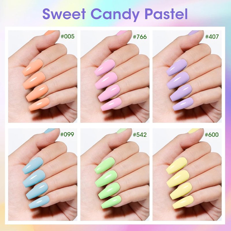 GELLEN Pastel Nail Polish - Quick Air Dry Non-Gel Formula | 6-Color Macaron Set for Finger, Toe & Fake Nails