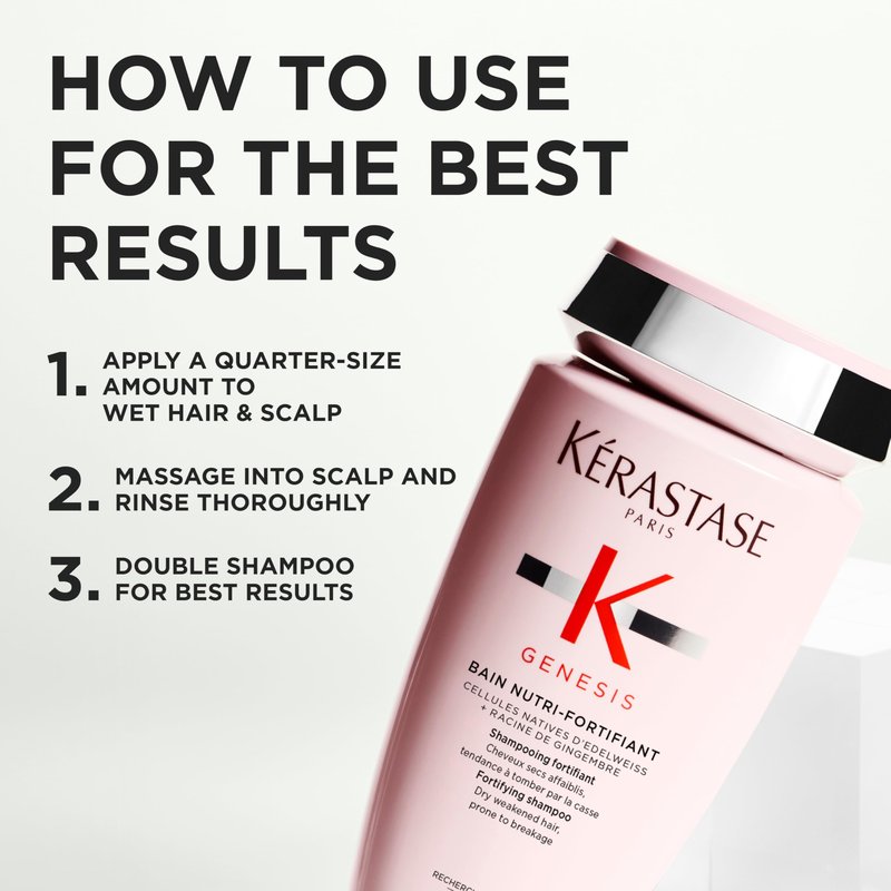 Kerastase Genesis Strengthening Nutri-Fortifiant Shampoo - Hair Repair For Weak or Damaged Hair, Detangles & Hydrates, For Normal to Dry Hair