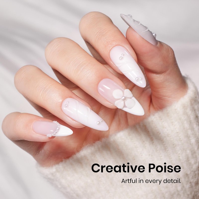 Beetles White Gel Nail Polish - 15ML Full Size French UV Nail Polish Soak Off Nail Art Manicure Salon DIY 4th of July Nails Design Home Snowdrop Gift for Woman Colorful Bottle Gel