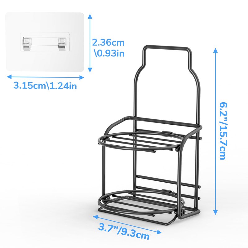 2-Tier Shower Soap Shampoo Bar Holder, Self Adhesive & Freestanding Draining Soap Dish Caddy for Bathroom Kitchen Wall Accesories, Apartment Essentials Decor