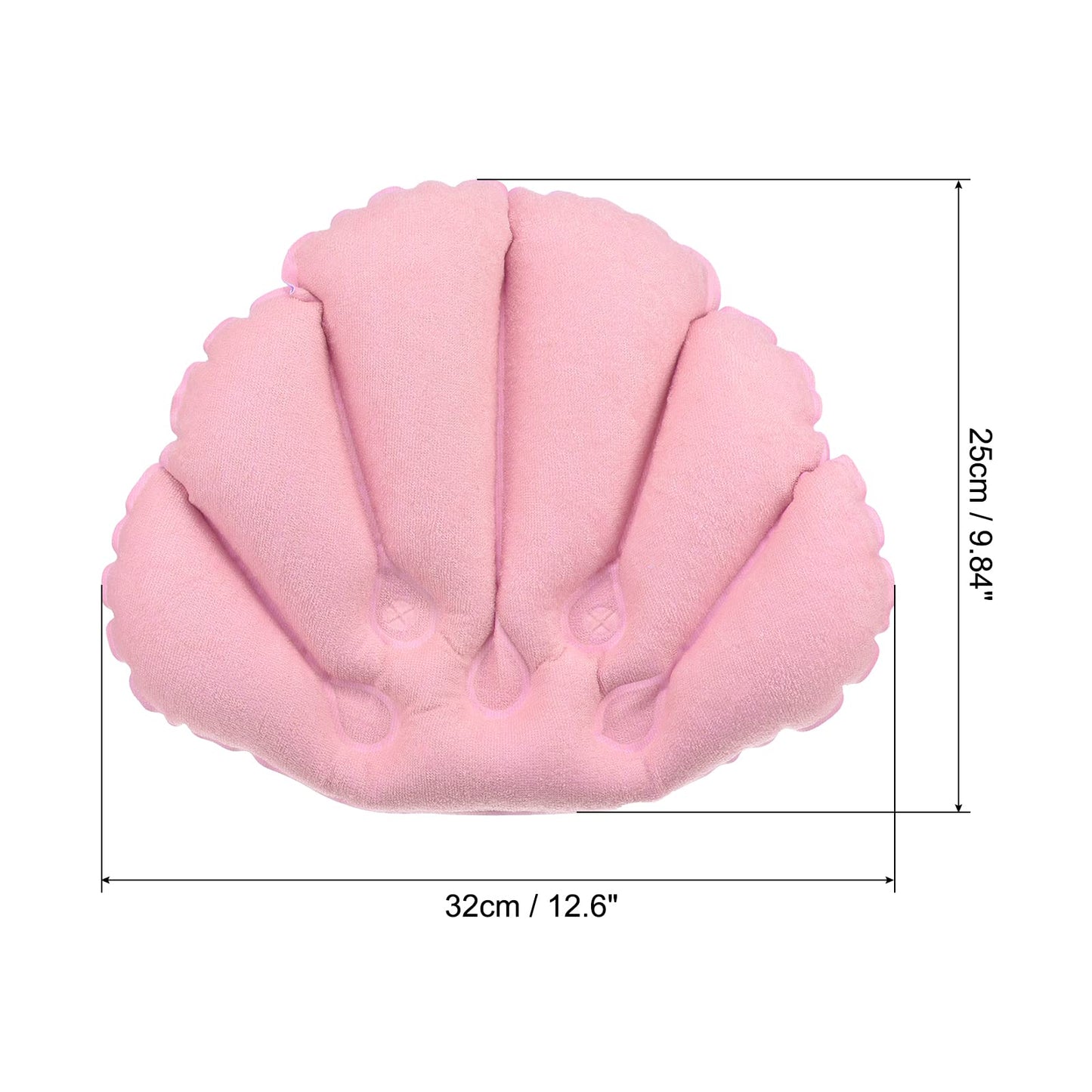 PATIKIL Inflatable Bath Pillow with Suction Cups, 3 Pack Terry Cloth Covered Shell Shape Bath Pillow Neck Support for Bathtub Hot Tub (Pink, White, Green)