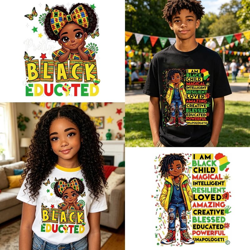 Juneteenth DTF Heat Transfers - Black Pride Iron-On Decals for DIY Clothing | 3 Pack