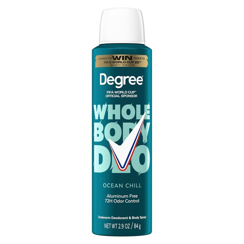 Degree Men Whole Body Deodorant Spray - Ocean Chill Scent | Aluminum-Free 72H Odor Protection, 2.9 oz