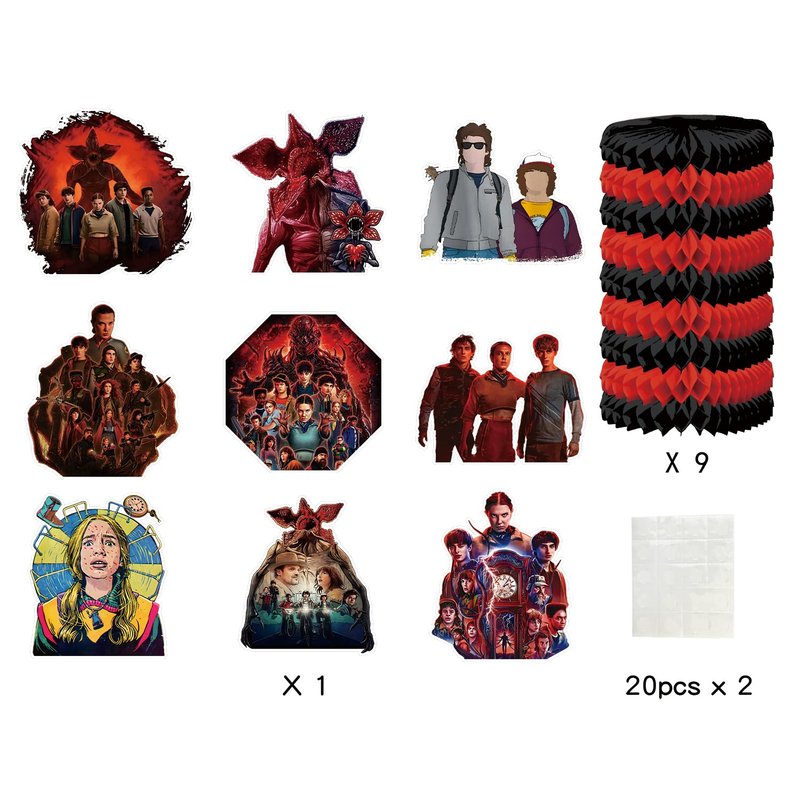 9Pcs Stranger Season 5 Things Honeycomb Table Centerpiece, Stranger Season 5 Things Birthday Party Supplies Table Decorations for Kids Party Decorations
