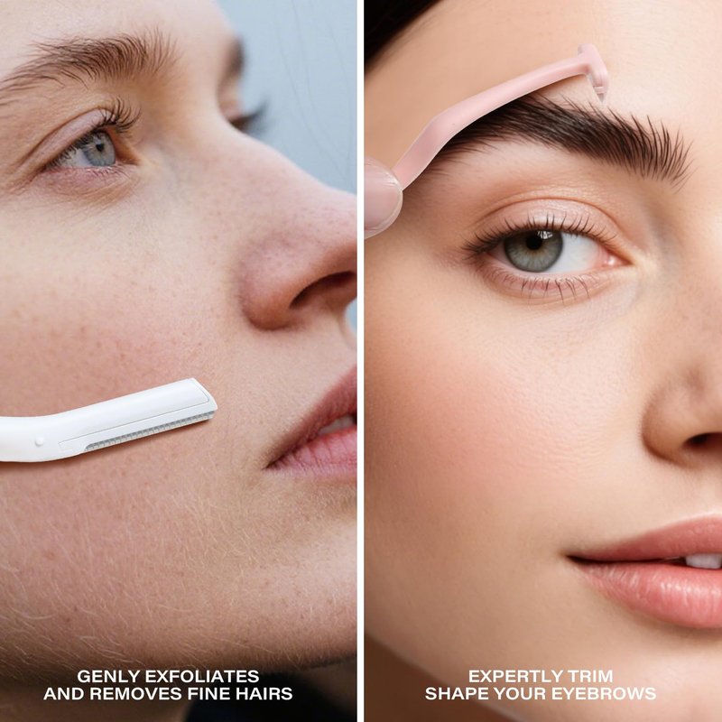 Japanese Eyebrow Razors Set - Dermaplane Tools for Exfoliating Peach Fuzz & Fine Hair | Small Size for Men & Women