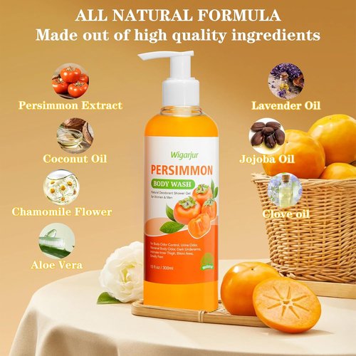 Persimmon Body Wash & Deodorant Bar Soap for Strong Odor Relief | Natural Cleansing with Green Tea Extract