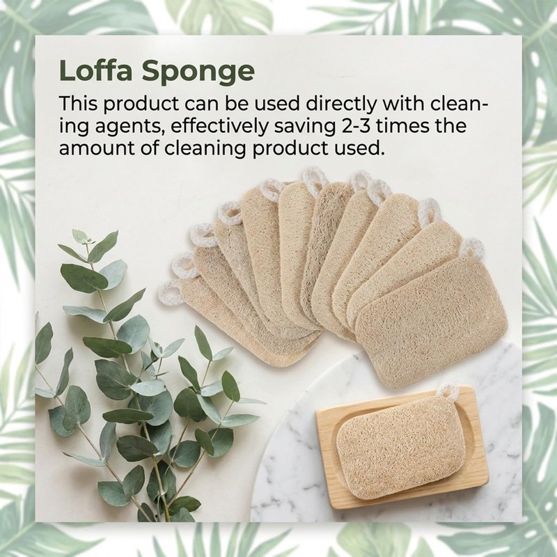 10 Pcs Natural Loofah Sponge Set, Dye-Free, Loofah Sponge for Dishwashing, Loofa for Women and Men Body Scrubber, Bath Exfoliator for Glowing Skin