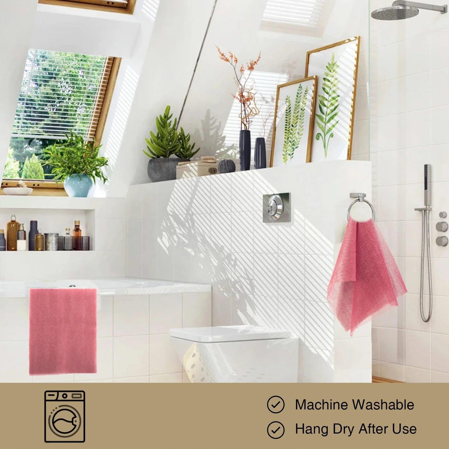 UJFQBH African Net Sponge African Net Long Net Bath Sponge Exfoliating Shower Body Scrubber Back Scrubber Skin Smoother,Great for Daily Use (Pink)