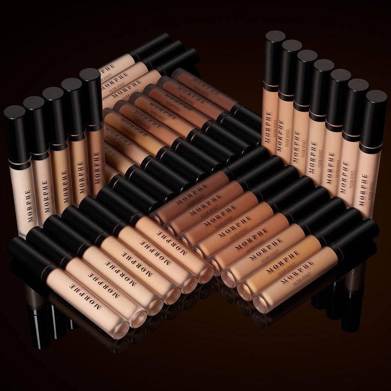 Morphe Filter Effect Concealer - Buildable Liquid Coverage with Hyaluronic Acid & Pomegranate - Deep 34 (Cool) 0.12 fl oz