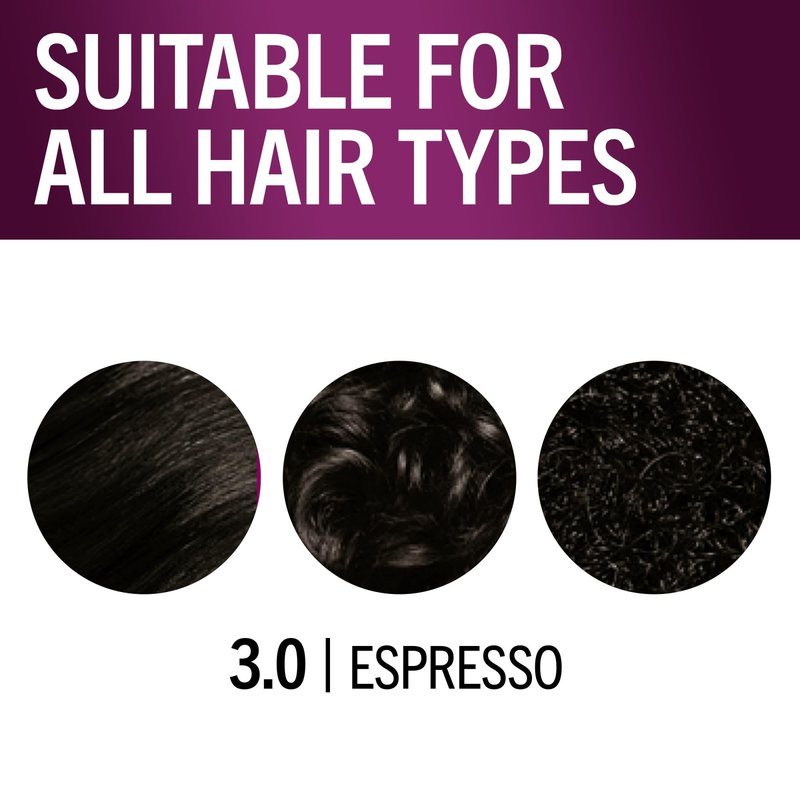 Schwarzkopf Keratin Permanent Hair Dye Cream, 3.0 Espresso, Professional Quality Color for Up to 100% Gray Coverage, Bond Enforcing System