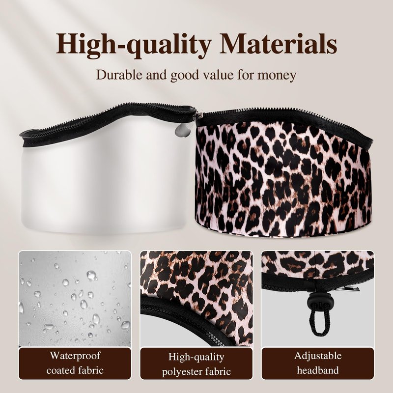 Heat Cap Leopard Thermal Steam Cap - 10-Level Heating for Deep Conditioning Natural and Black Hair at Home