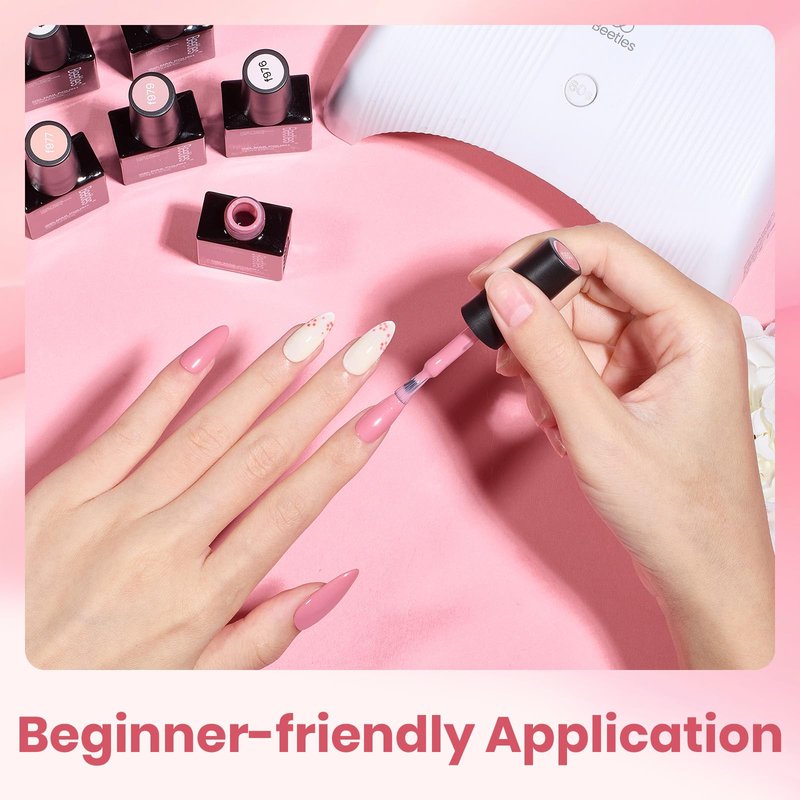 Beetles Nude Pink Gel Polish - 6 Colors Nude Pink gel polish Set Summer Light Colors Soak Off Nail Art Manicure Salon Uv Led DIY at Home Vanilla Cloud Collection