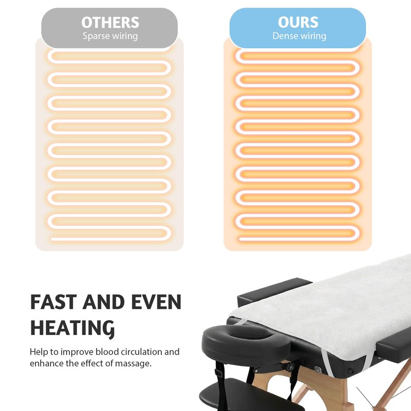 Massage Table Warmer Heating Pad Professional SPA Massage Bed Warmer with 9 Timer, 9 Heat Settings, Overheat Protection for Massage Bed & Spa, Thickened & Soft Fleece, 30" x 71"
