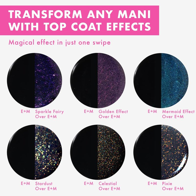 Olive & June Long Lasting Nail Polish Top Coat - Sparkle Fairy | Gel-Like Finish | No Lamp Needed, Lasts up to 10 days | Salon-Quality at Home | Vegan & Cruelty-Free, Chip-Resistant | Iridescent Flake