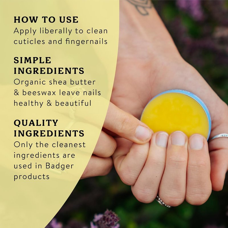 Badger Cuticle Cream - Deep Hydration for Dry, Cracked Cuticles | 100% Organic Shea Butter Balm, 0.75oz