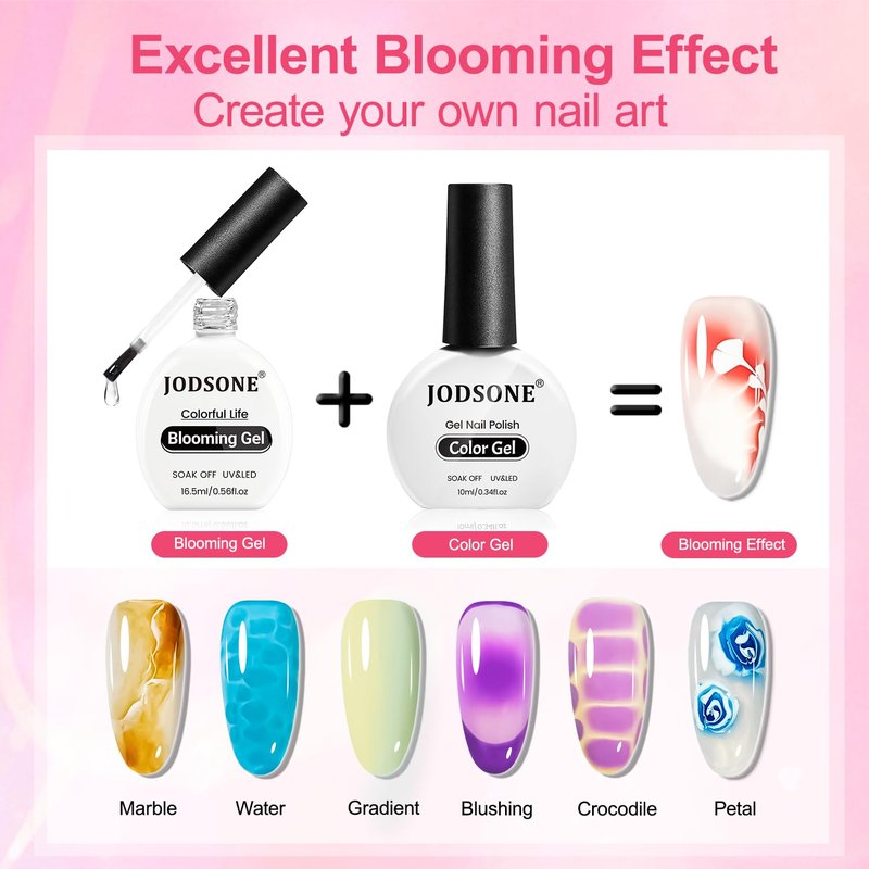 JODSONE 16.5ml Clear Blooming Gel Nail Polish for Spreading Effect Marble Natural Stone Watercolor Floral Print Nail Painting and Can Be Easily Used Suitable for DIY Nail Art