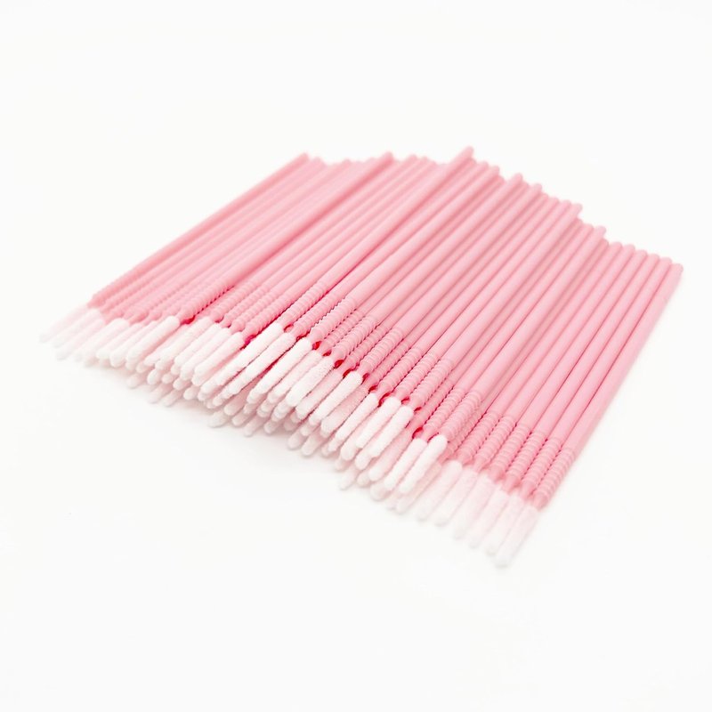 i-Laesh 200 pcs Microswabs for Eyelash Extensions - Long-tip Microbrush Applicators for Precision Eyelash Extensions - Ideal for Eye, Dental, and Personal Care - D-PINK (Pro Grip - Replacement)