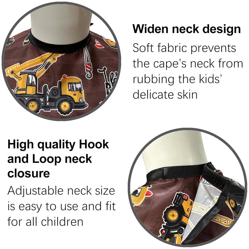 Pelocapa Kids Hair Cutting Cape - Waterproof Salon Cape for Boys & Girls | 39" x 51" (Construction Vehicle)