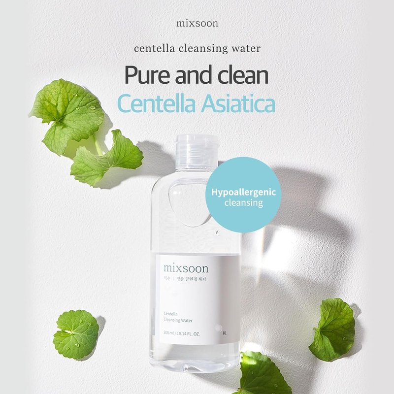 Mixsoon Centella Cleansing Water - 10.14 fl oz | Gentle Face Cleanser for Sensitive Skin with Aloe Vera