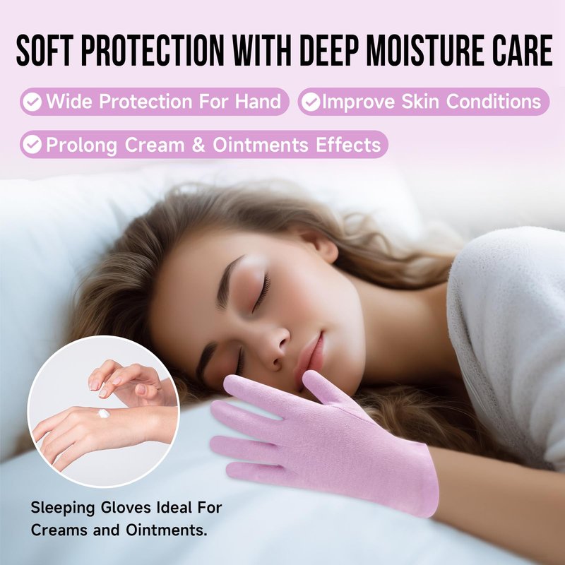 HandLove Premium 100% Cotton Gloves | Moisturizing Gloves for Dry Hands | Overnight Sleeping & Eczema | Touchscreen Friendly | Baby Pink, 2Pairs
