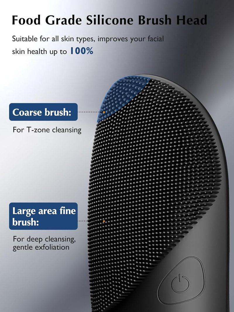 COSLUS Silicone Face Scrubber - Waterproof Rechargeable Facial Cleansing Brush | 4 Modes for Exfoliating & Massaging