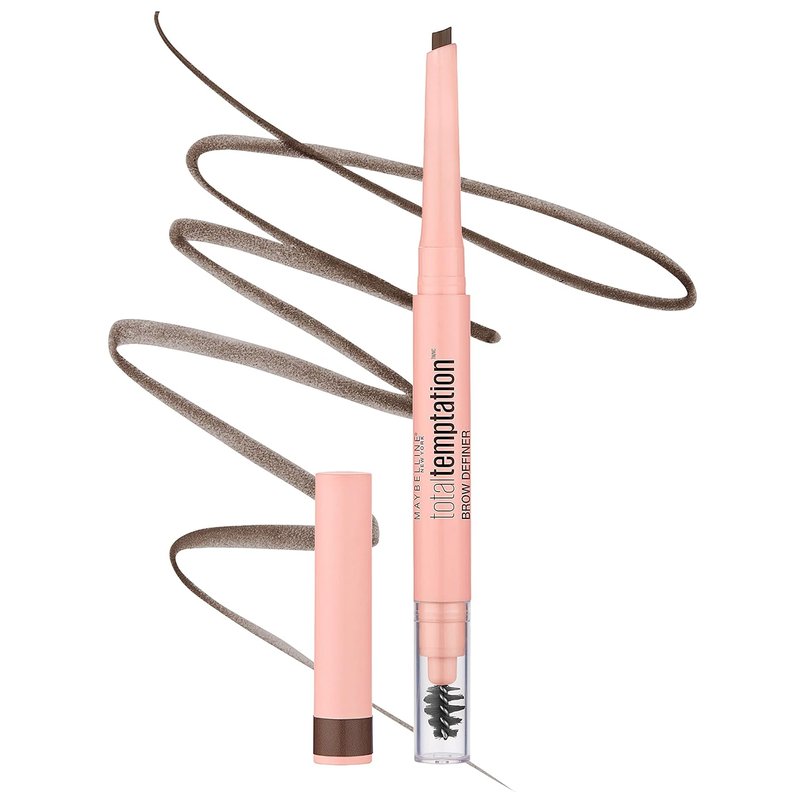 Maybelline Total Temptation Eyebrow Definer Pencil - Medium Brown, Perfect for Natural-Looking Brows