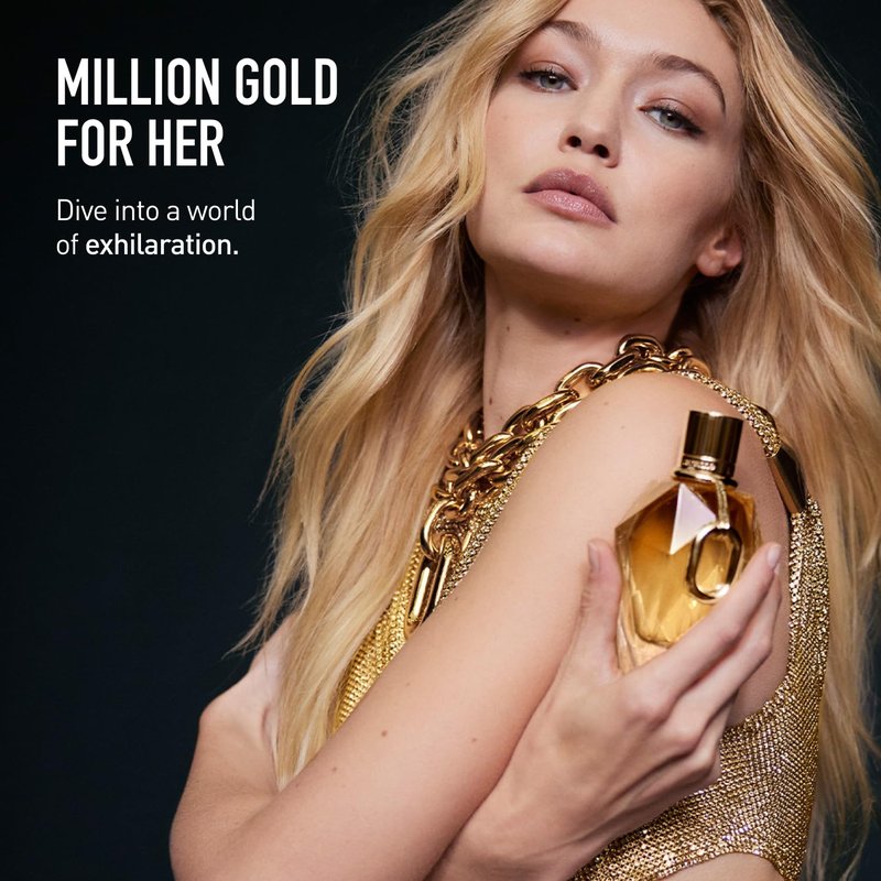 Rabanne Million Gold Eau de Parfum for Women - Long Lasting Luxury Fragrance with Sparkling Rose & White Flowers | 0.34 oz Travel Spray