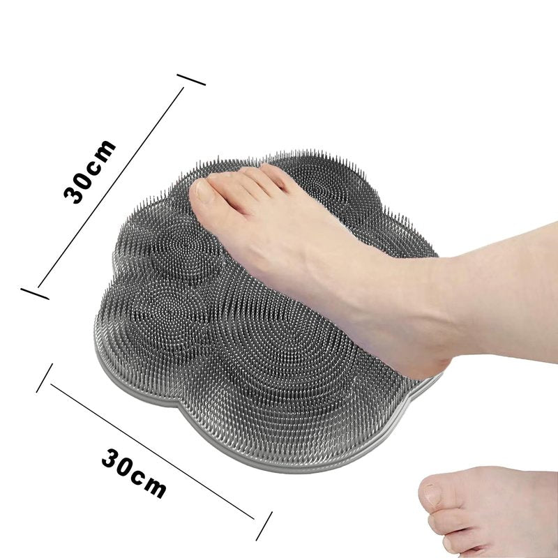 Foot Scrubber in Shower,Shower Foot Scrubber Mat,Silicone Foot Scrubber for Shower,Silicone Body Scrubber with Suction Cups,Bath Feet Scrub Mat with Storage Hook(Gray)