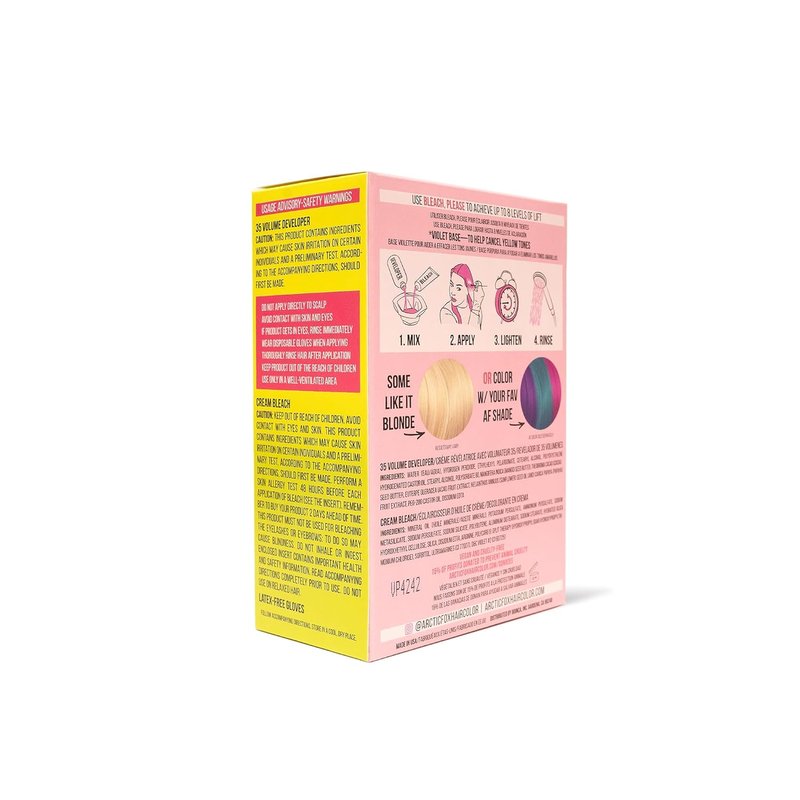 ARCTIC FOX Hair Lightening Kit - Vegan Cream Bleach with 35 Volume Developer & Gloves | Infused with Acai & Cocoa