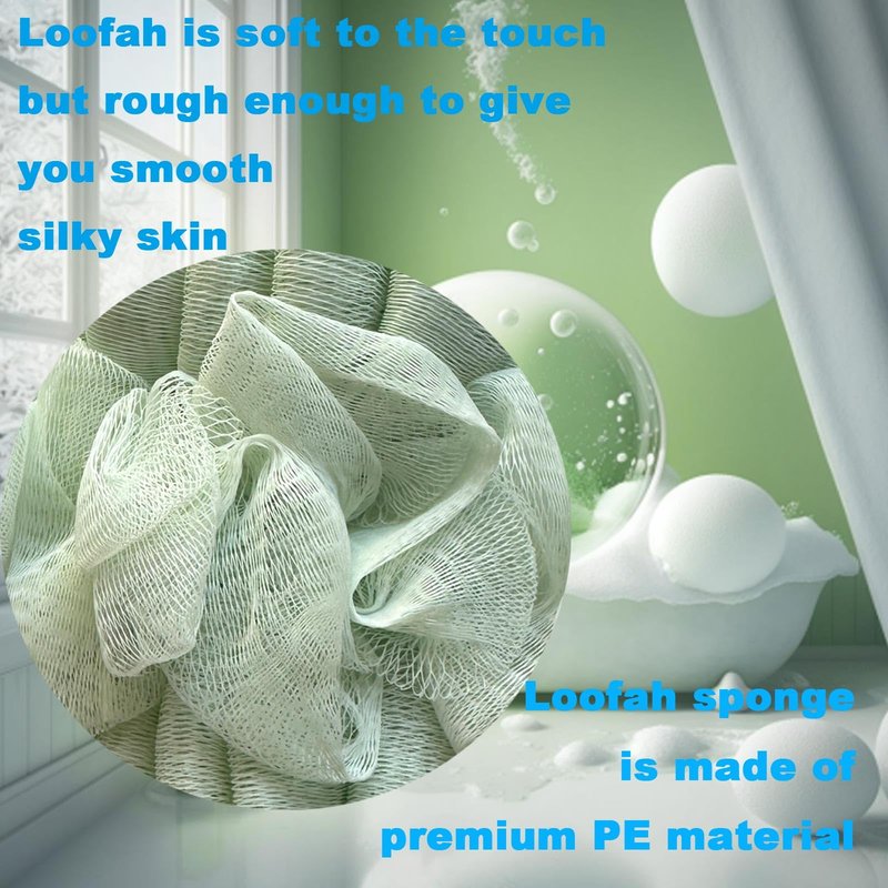 GXBTOPGO Large 85g Green Bath Loofah Sponge Loofa Luffas Shower Puff Pouf Ball Exfoliating Body Back Scrubber for Men&Women
