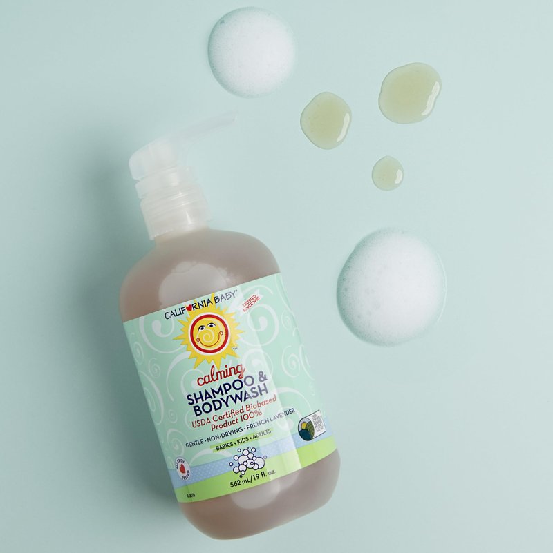 California Baby Calming Baby Shampoo + Baby Wash | 100% Plant-Based | Lavender Body Wash For Sensitive Skin | Hypoallergenic | 562 mL / 19 oz (2-Pack)