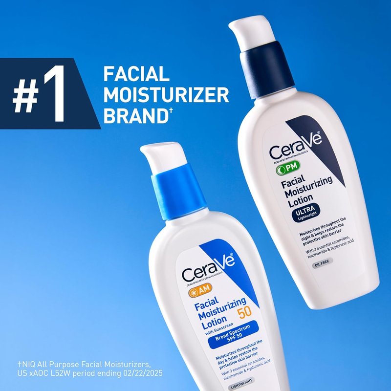 CeraVe PM Facial Moisturizing Lotion - Night Cream with Hyaluronic Acid & Niacinamide | Ultra-Lightweight, Oil-Free, 3 oz
