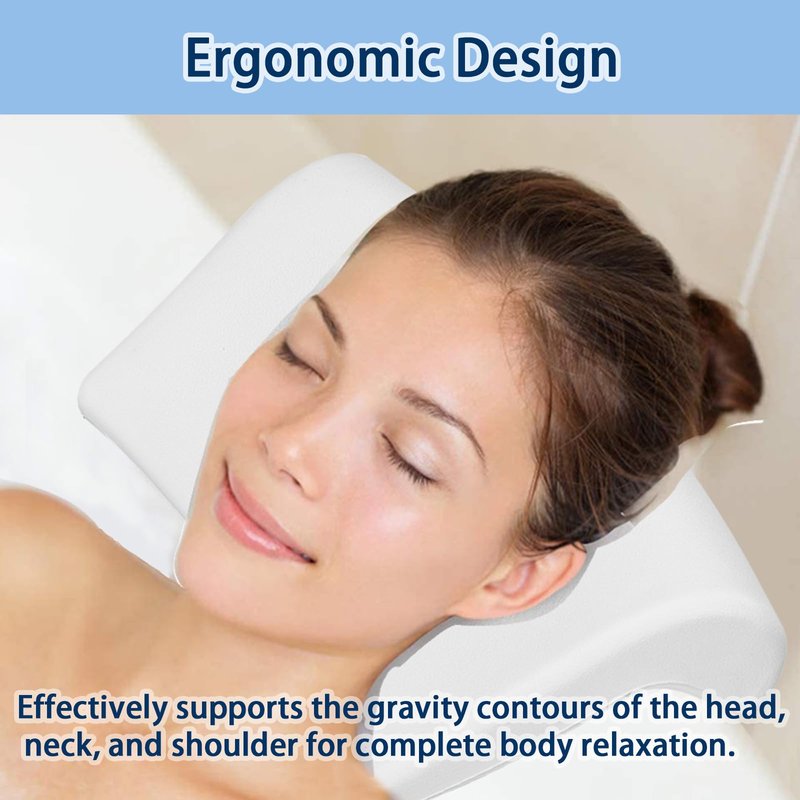 Guluto Bath Pillow, Bath Pillows for Tub with Head, Neck and Shoulder Support, Ergonomic Waterproof Bathtub Pillow with Strong Non-Slip Suction Cups, Relaxing Spa, Hot Tubs, Bathroom Essentials Black