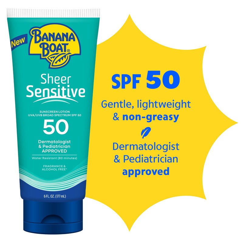 Banana Boat Sheer Sensitive Body Lotion, SPF 50, 6oz