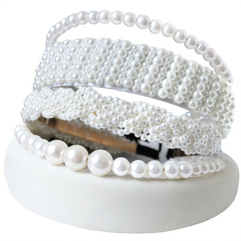 Miskate 5 PCS Pearl Headbands for Women, White Pearl Hair Accessories, Non-Slip Wedding Party Everyday Wear