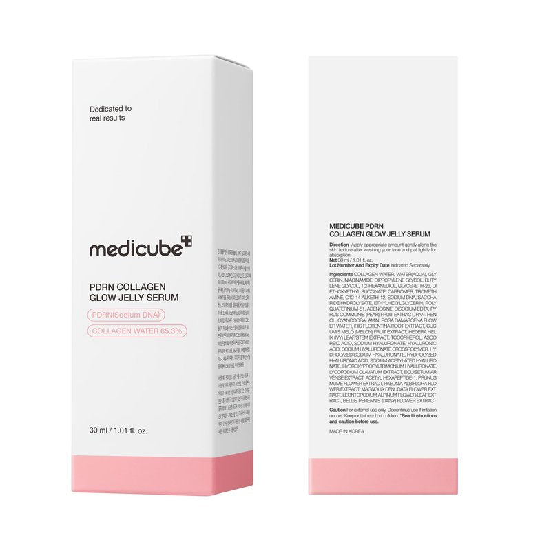 medicube PDRN Pink Collagen Glow Jelly Serum | Lightweight Water-Jelly For Plump & Supple Skin | Radiance & Elasticity Care with PDRN, Collagen, Niacinamide | Korean Skin Care 1.01 fl.oz