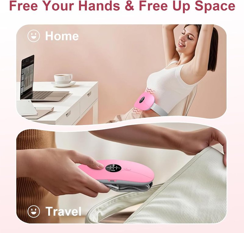 Skiennix Cordless Heating Pad - Portable Wearable Warming Belt with 3 Heat & Massage Modes | Pink