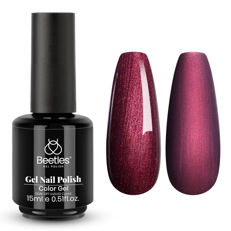 Beetles Burgundy Glitter Gel Polish - Cherry Mocha Red Wine Color, 15ML Soak Off UV LED for Nail Art