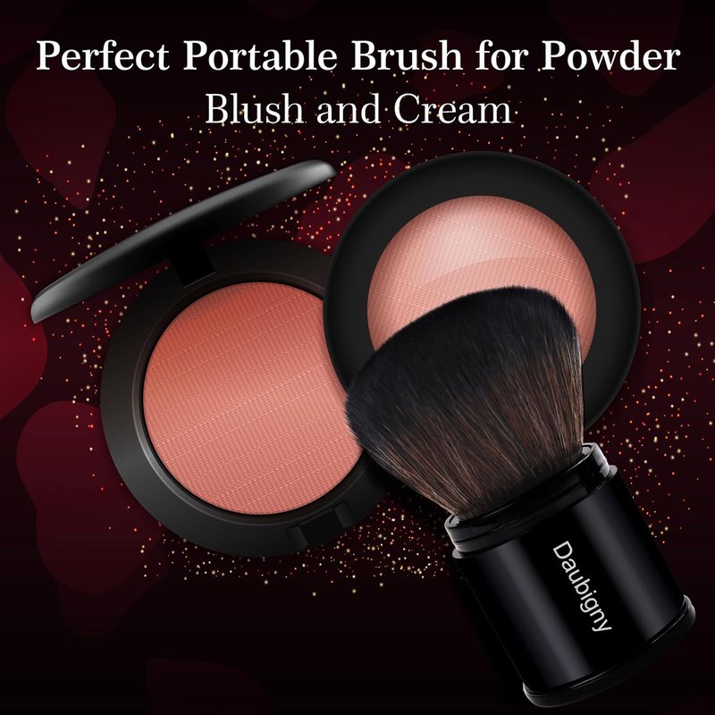 Daubigny Retractable Kabuki Makeup Brush - Travel-Friendly Powder Brush for Blush & Bronzer