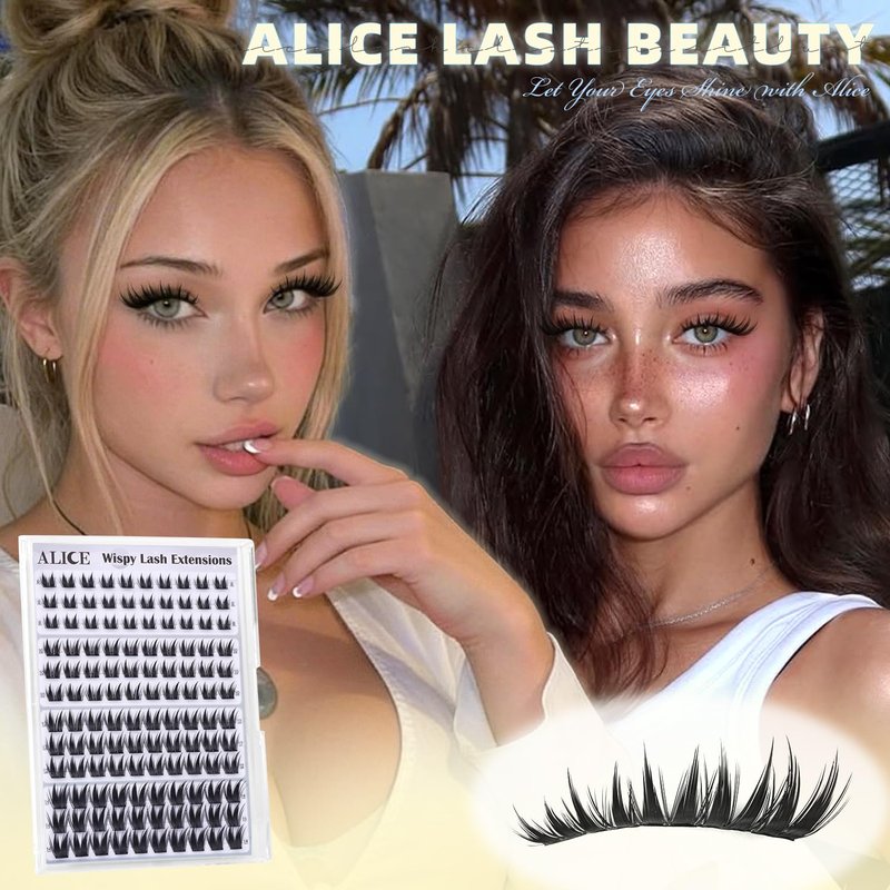 ALICE Bunny Lash Clusters - Wispy 8-14mm Eyelash Extensions | Invisible Band for Manga & Anime Looks