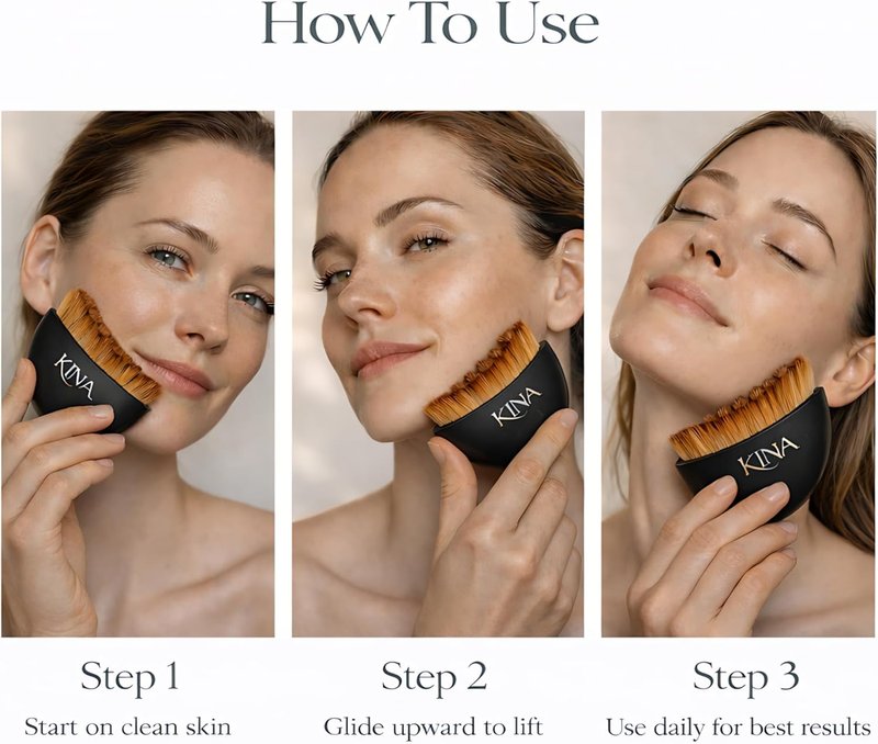 Kina Lymphatic Face Brush - Gua Sha Tool for Detox & Puffiness Relief | Black Color