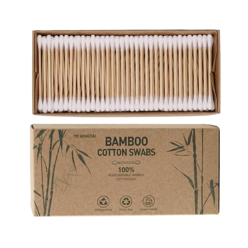 Bamboo Cotton Swabs - 500 Count Biodegradable Organic Buds for Makeup & Ear Cleaning | Eco-Friendly Wooden Sticks